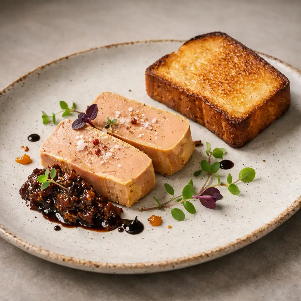 Foie gras de canard, chutney de figues et pain brioché